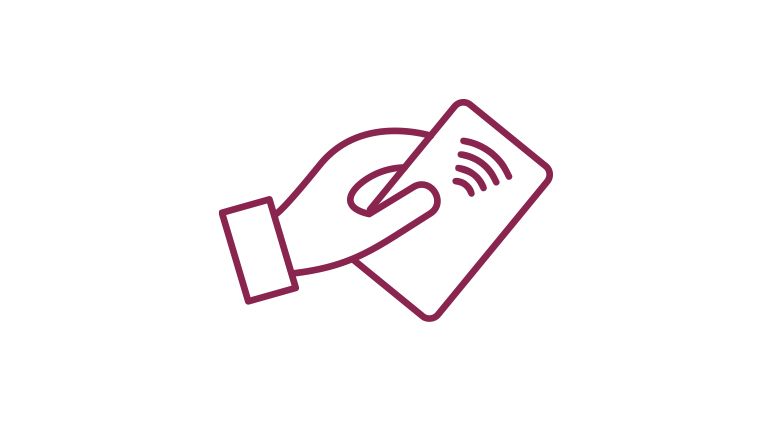 hand holding debit card icon