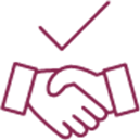 burgundy shaking hands icon