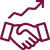 handshake with an up arrow icon in the color burgundy