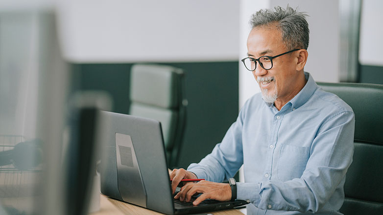 business man working on laptop