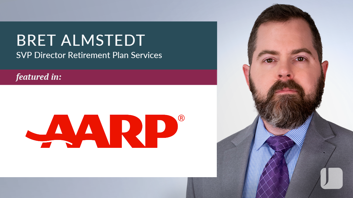 Bret Almstedt next to AARP logo