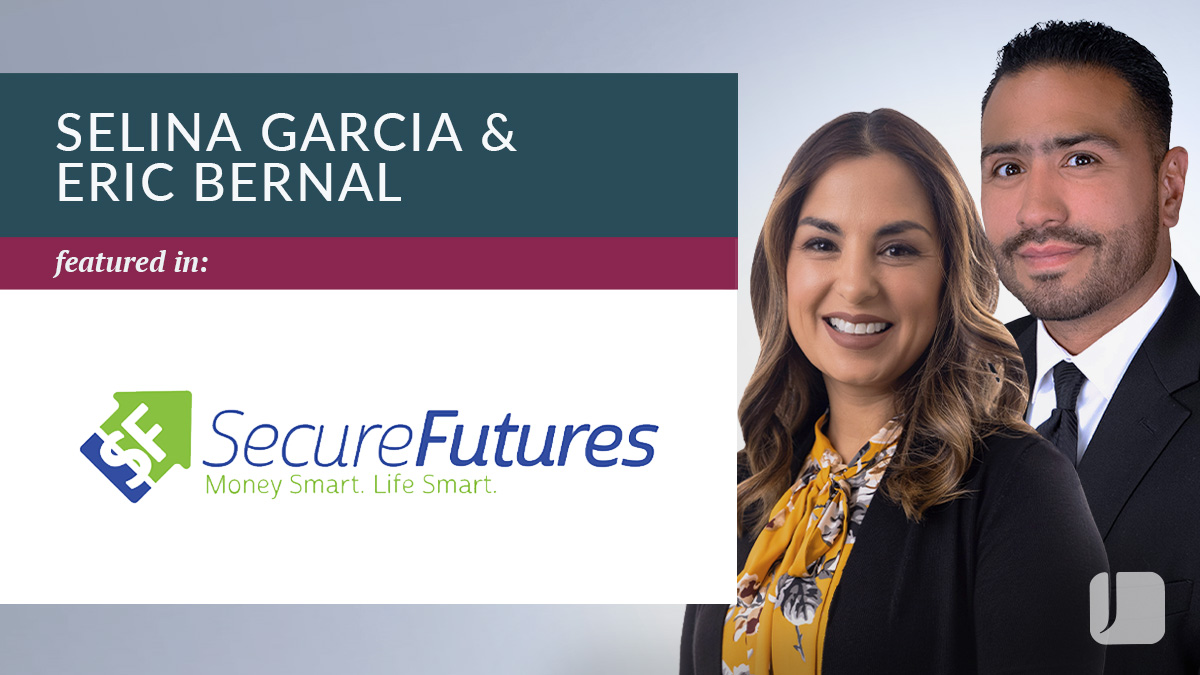 Selina Garcia and Eric Bernal next to the Secure Futures logo.