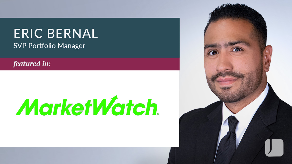 Headshot of Eric Bernal, SVP Portfolio Manager, alongside "featured in:" text and the MarketWatch logo.