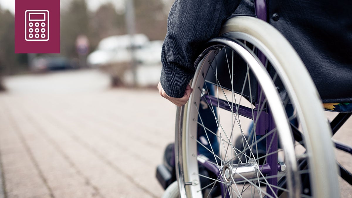 Close-up of a wheelchair.