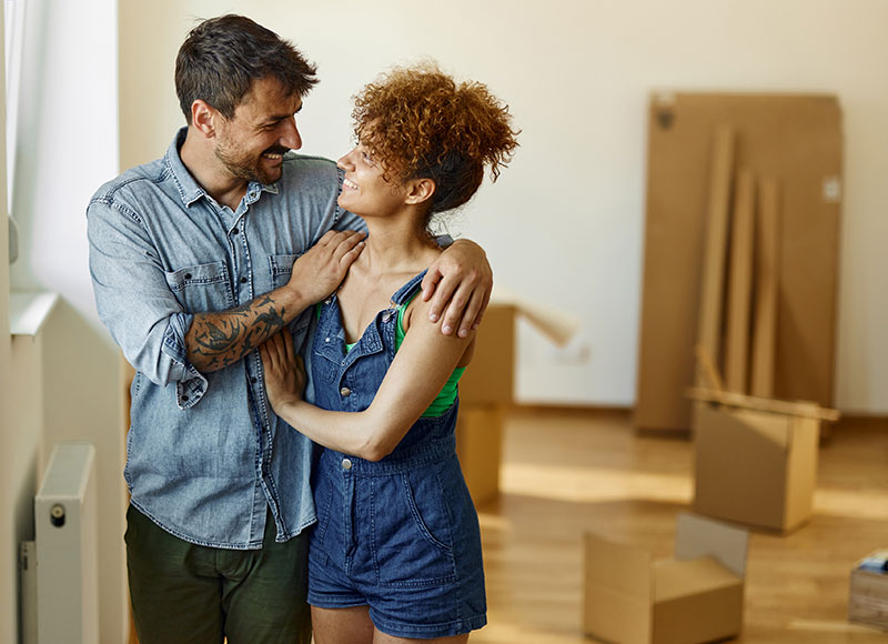 Couple remodeling the interior of their home.