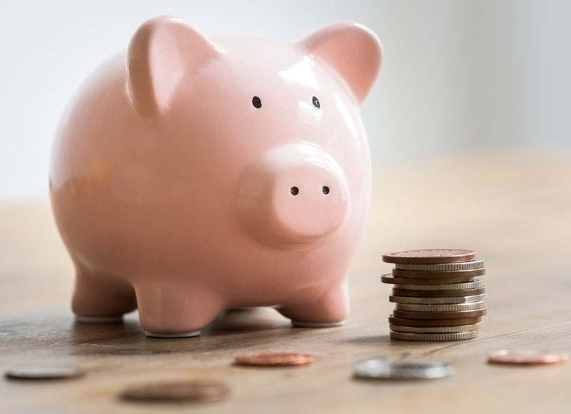 Piggybank with coins.